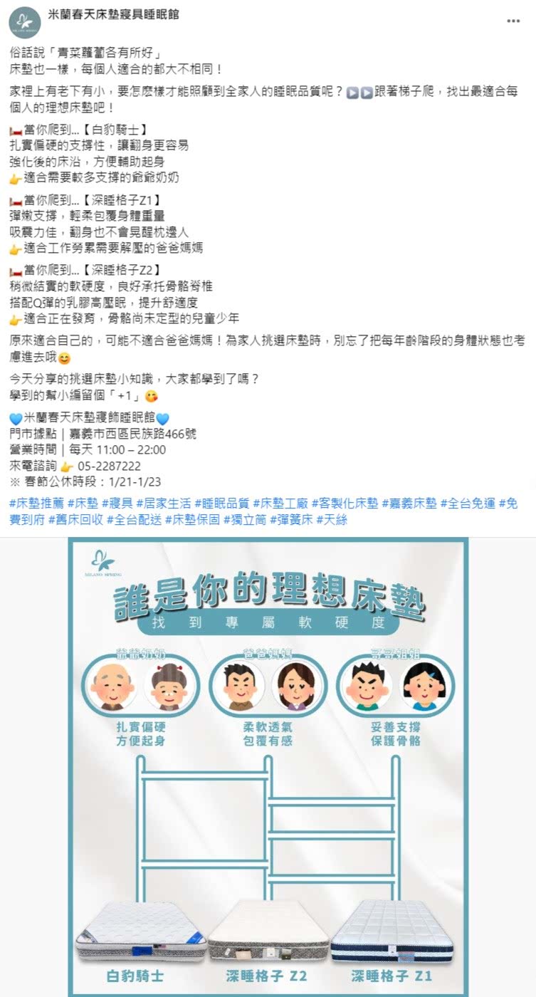 Facebook 社群贴文范例